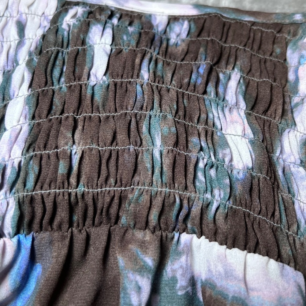 Simply Vera Vera Wang Womens Size Large Tie Neck Top Smocked Sleeveless Tie Dye - Picture 12 of 16